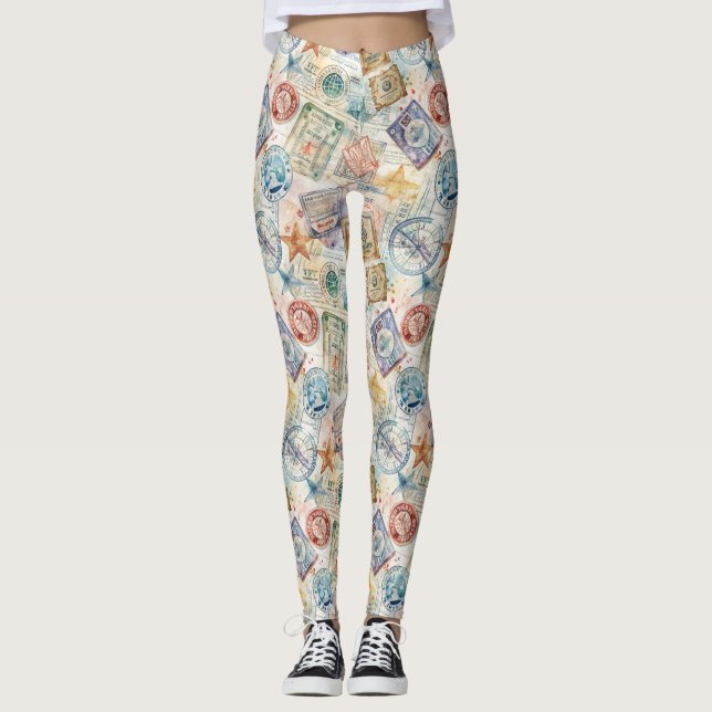 Rustik Resestämpel Resemönster (7) Leggings (Framsida)