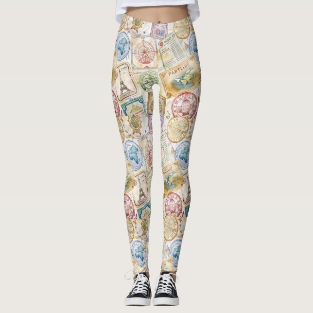 Rustik Resestämpel Resemönster (8) Leggings (Framsida)