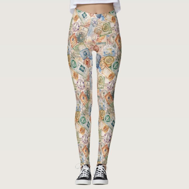 Rustik Resestämpel Resmönster (9) Leggings (Framsida)