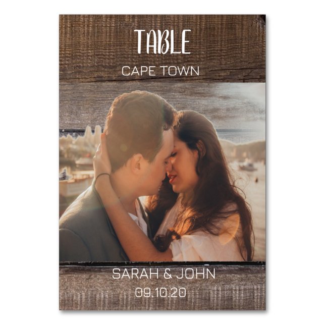 Rustik Resmål för Bröllopsresa Foto Namn  Bordsnummer (Framsidan)