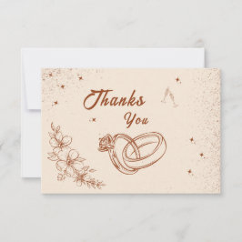 Rustik ring och blomsterritning bröllopsdusch tack kort
