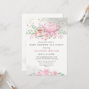 Rustik Ro-Guld Tea-babyskor för Party Inbjudningar