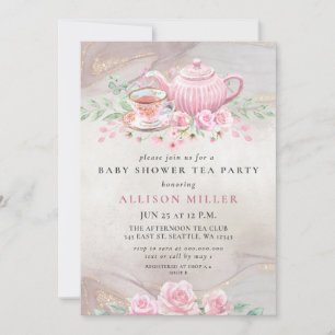 Rustik  Ro-Guld Tea-babyskor för Party Inbjudningar
