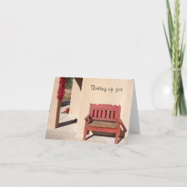 Rustik röd bänk på att tänka på You notecard Kort