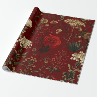 Rustik Röd Botanisk Djärv Vintage Boho Blommig Presentpapper