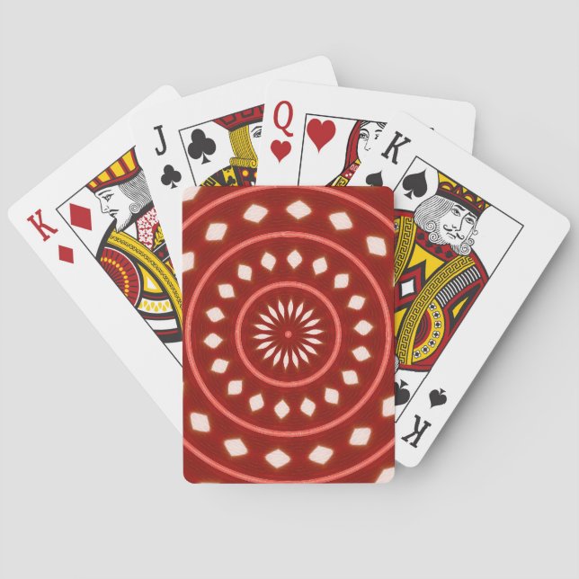 Rustik röd geometrisk soluppgång abstrakt konst casinokort (Baksidan)