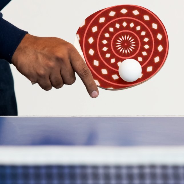 Rustik röd geometrisk soluppgång abstrakt konst pingisracket (Insitu)