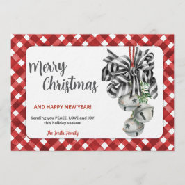 Rustik röd gingham Noël julinbjudan Inbjudningar