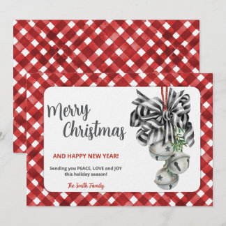 Rustik röd gingham Noël julinbjudan Inbjudningar