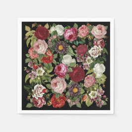 Rustik Röd Rosa Blommig Grönska Färgglad Fest Pappersservett