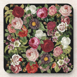 Rustik Röd Rosa Blommig Grönska Svart Underlägg