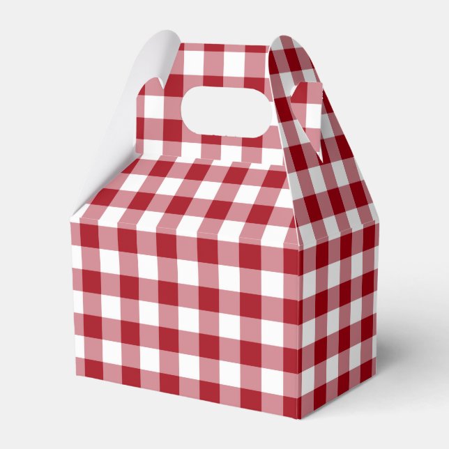 Rustik röd rutig gårds-stil mönster  presentaskar (Framsidan Sidan)