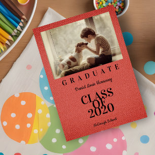 Rustik Röd Stilren Linne Effekt Fotograduation