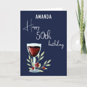 Rustik röd vin Glas Oliv 50-årsdag Inbjudan