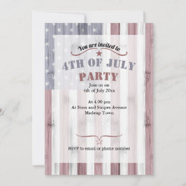 Rustik röd vit blå trä USA flagga Amerika 4 juli Inbjudningar