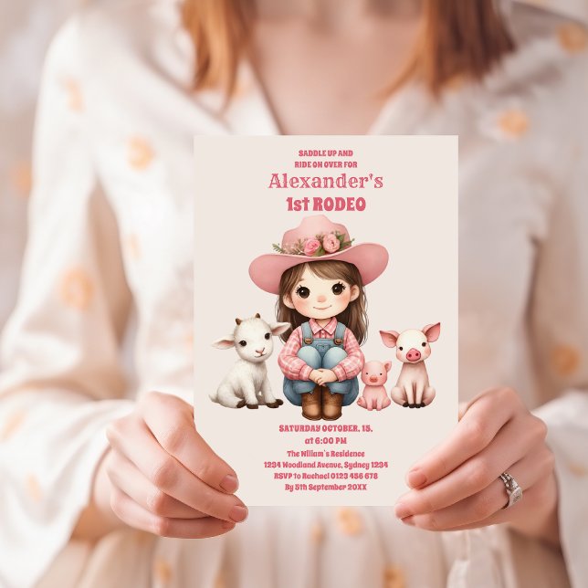 Rustik rodeo cowgirl western ko 1:a födelsedag inbjudningar (Skapare uppladdad)
