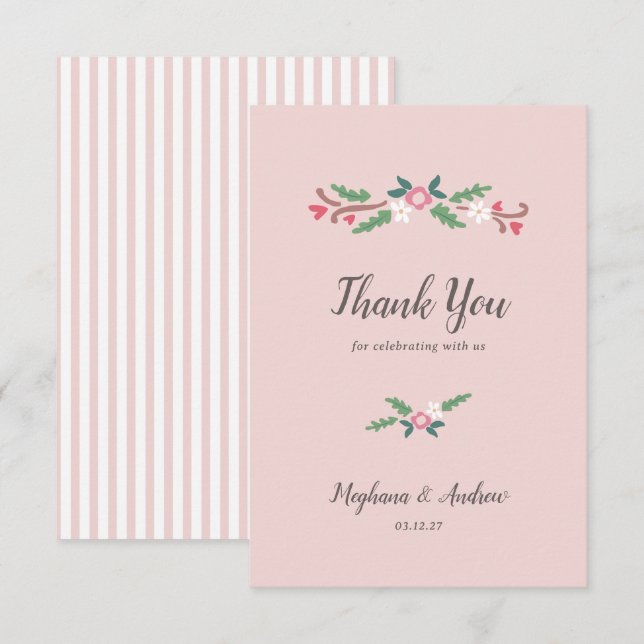 Rustik Romantisk Blomsterbukett Tack Kort (Fram/baksida)