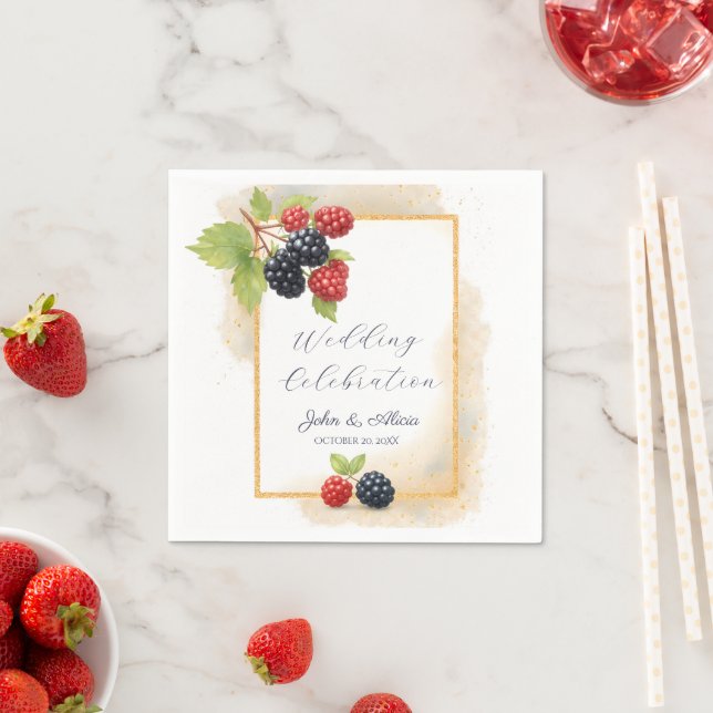 Rustik Romantisk Höst Berry Bröllops Foto Bakgrund Pappersservett (Insitu)