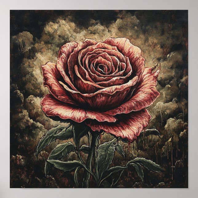 Rustik Ros Blomma Retro Konst Entré Dekoration Poster (Framsidan)