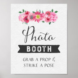 Rustik Rosa Akvarell Blommig Fotobås Skylt