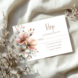 Rustik Rosa Blommig Bröllops-RSVP OSA Kort