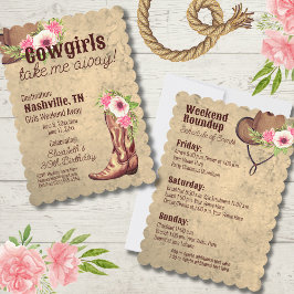 Rustik Rosa Blommig Cowgirl Inbjudan 2 sidor