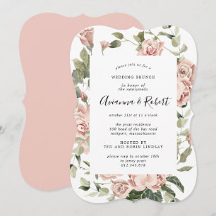 Rustik rosa blommig efterbröllopsbrunch-inbjudan inbjudningar
