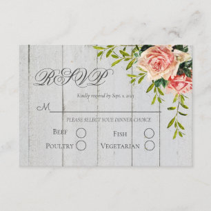 Rustik Rosa Blommig Elegant Skript Bröllop RSVP OSA Kort
