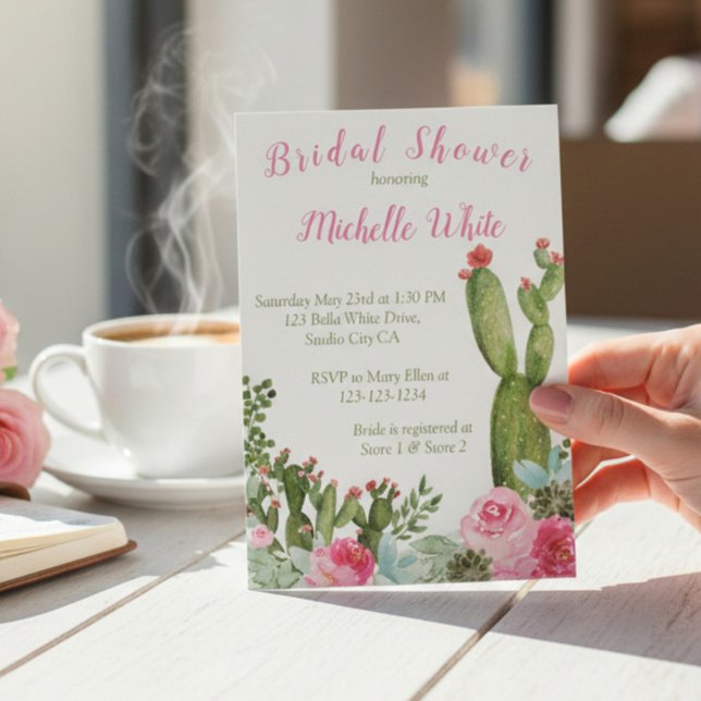 Rustik Rosa Blommig Kaktus Bröllopsdusch (Skapare uppladdad)