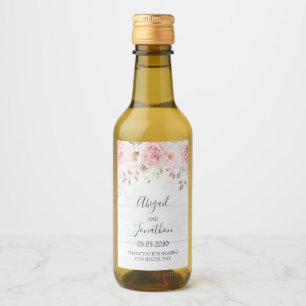Rustik Rosa Blommig Vårbröllopsvinetikett Vinetikett