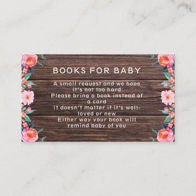 Rustik Rosa Blommigt Bokar för Baby Tilläggskort (Framsida)