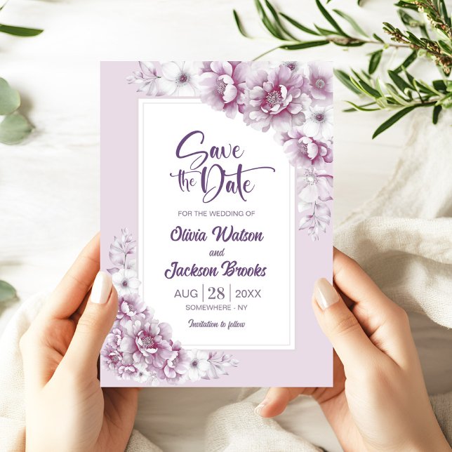 Rustik Rosa Blommigt Bröllop spara datum Inbjudningar (Skapare uppladdad)