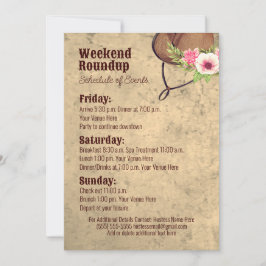 Rustik, Rosa, Blommigt, Cowgirl, Itinerary Inbjudningar