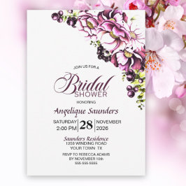 Rustik Rosa Blommigt Inbjudningskort för möhippan