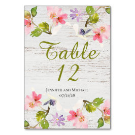 Rustik Rosa Blommigt på White Wood Reserved Bordsnummer