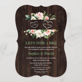 Rustik Rosa Blommigt Ram Barn I DO BBQ Inbjudningar