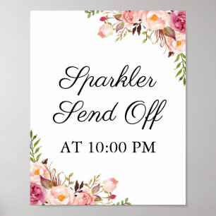 Rustik Rosa Blommigt Sparkler - signatur för utsän Poster