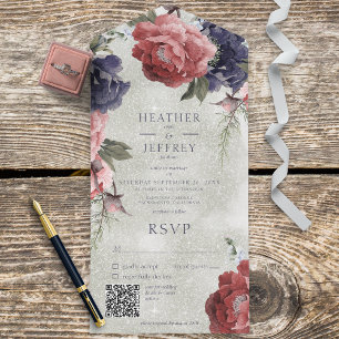 Rustik Rosa & Blue Peonies Sage Grönt QR-kod