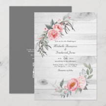 Rustik Rosa Boho Blommig QR-kod RSVP Bröllop