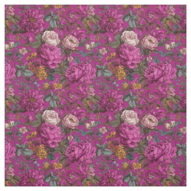 Rustik Rosa Botanisk Djärv Vintage Boho Blommig Tyg (Provkarta)