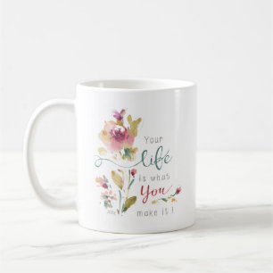 Rustik Rosa Botaniskt vattenfärgsoffert Kaffemugg