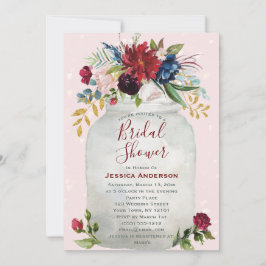 Rustik Rosa Burgundy Guld Mason Burk Möhippa Inbjudningar