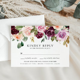 Rustik Rosa Burgundy och Lila Meal Choice OSA Kort