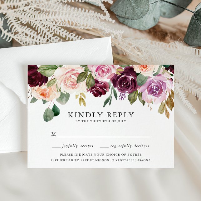 Rustik Rosa Burgundy och Lila Meal Choice OSA Kort (Skapare uppladdad)