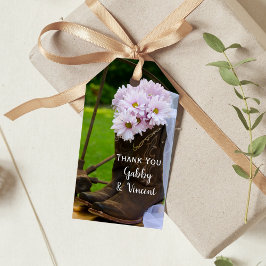 Rustik Rosa Daisy CowboyBoots Wedding Favor Märkre Presentetikett