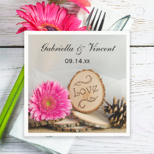 Rustik Rosa Daisy Skogen Bröllop Pappersservett