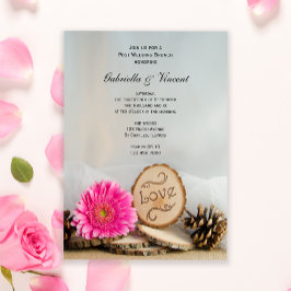 Rustik Rosa Daisy Skogsmarknadbrunch efter Bröllop Inbjudningar