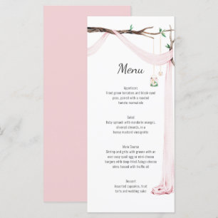 Rustik Rosa Draps Träd Gren Bröllop Menu Meny
