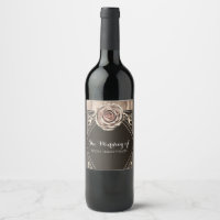 Rustik Rosa Elegant Ljus Trä Diamant Vin Etiketter