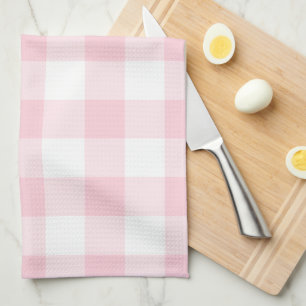 Rustik rosa gingham rutig randigt mönster kökshandduk